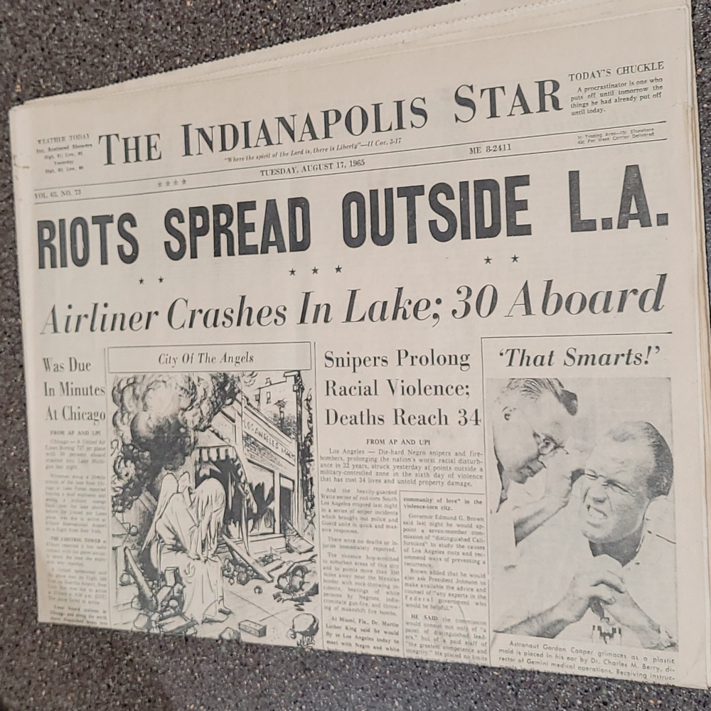Vintage Newspaper August 17 1965 Indianapolis Star Original Great Birthday Gift - Picture 11 of 12
